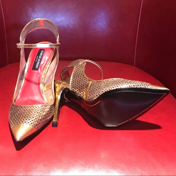 Charles Jourdan Paris - Gold color - Laser cut High Heels Shoes - Picture 7 of 8